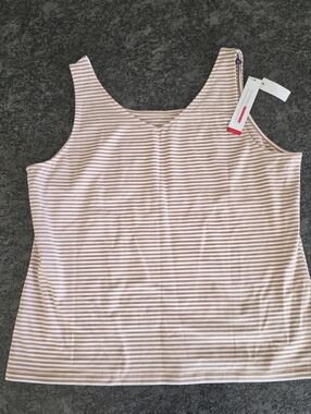 NWT Talbots 180° Two Way Reversible White & Tan Tank.  Size XL.  V & Scoop Neck